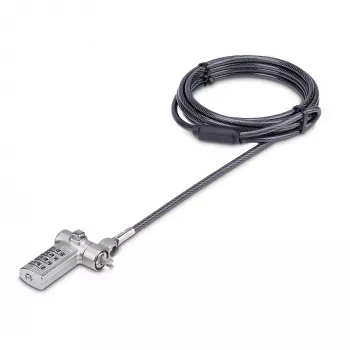 StarTech.com Universal Laptop Cable Lock 6.6ft (2m) – rakinama kabelinė spyna nešiojamam kompiuteriui, suderinama su Noble Wedge®/Nano/K-Slot, serijinė kombinacinė spyna, TAA