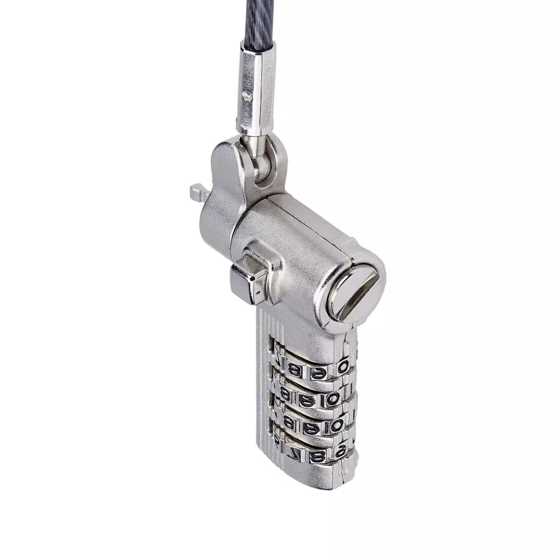 StarTech.com Universal Laptop Cable Lock 6.6ft (2m) – rakinama kabelinė spyna nešiojamam kompiuteriui, suderinama su Noble Wedge®/Nano/K-Slot, serijinė kombinacinė spyna, TAA