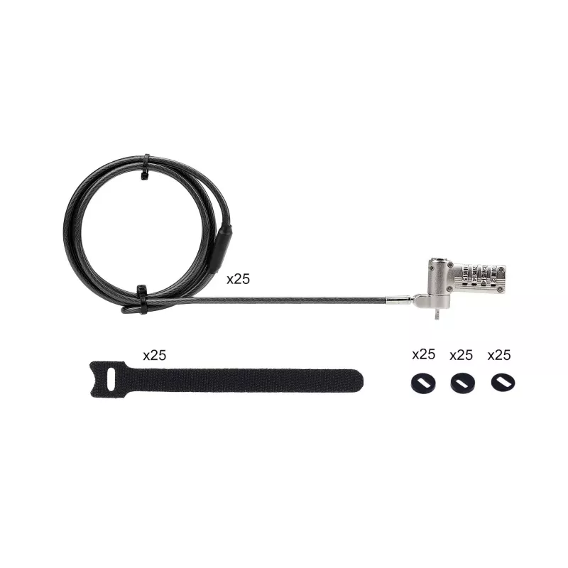 StarTech.com Universal Laptop Cable Lock 6.6ft (2m) – rakinama kabelinė spyna nešiojamam kompiuteriui, suderinama su Noble Wedge®/Nano/K-Slot, serijinė kombinacinė spyna, TAA