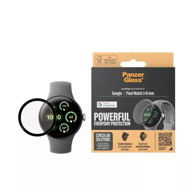 PanzerGlass ® Apsauginis stiklas Google Pixel Watch 3 (41mm) | Itin platus dengimas