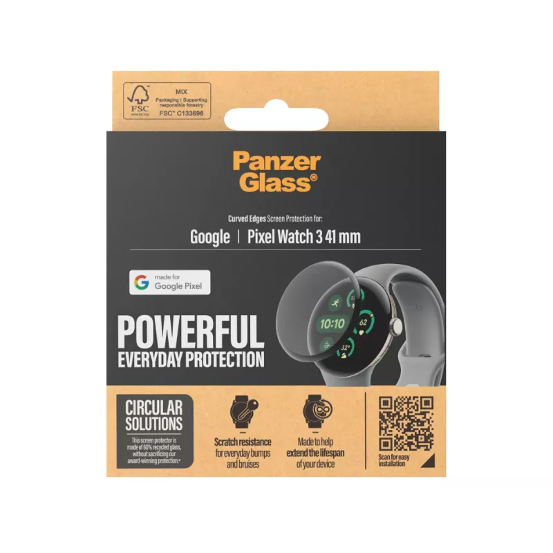 PanzerGlass ® Apsauginis stiklas Google Pixel Watch 3 (41mm) | Itin platus dengimas