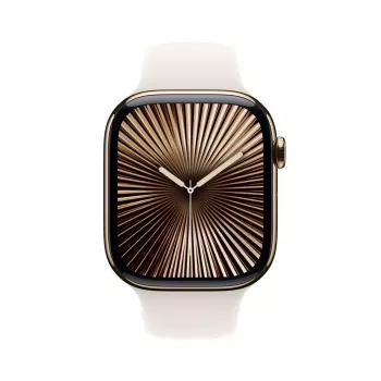 Išmanusis laikrodis Apple Watch Series 10 GPS + Cellular 46mm Titaninis korpusas Auksinė spalva Starlight Sport juosta M/L