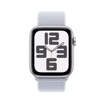 Išmanusis laikrodis Apple Watch SE GPS + Cellular 44mm sidabrinis aliumininis korpusas Blue Cloud Sport Loop