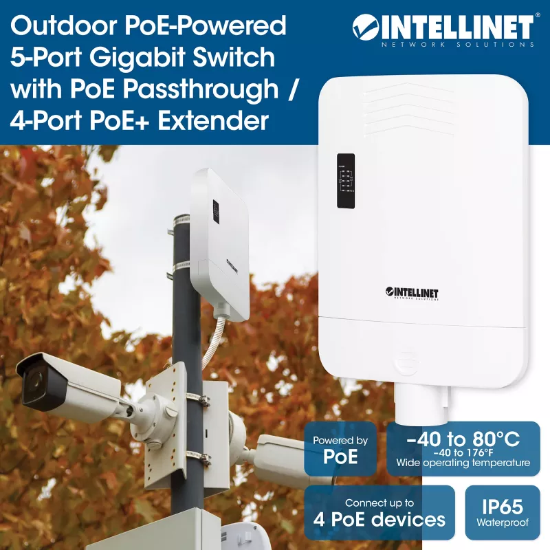 Tinklo jungiklis Intellinet 509220 Gigabit Ethernet 5 prievadų PoE