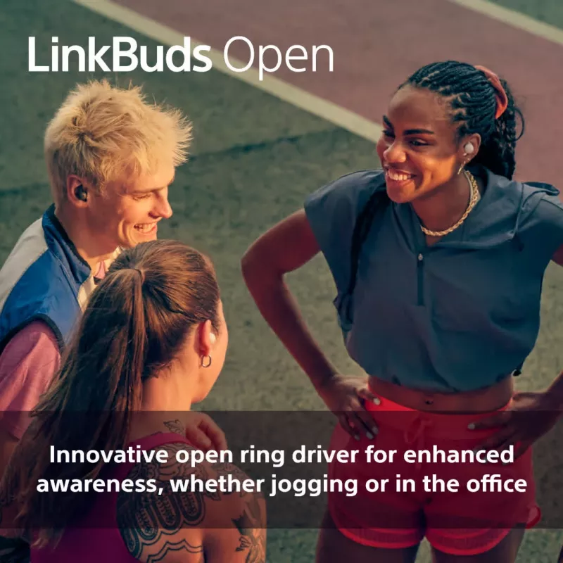 Belaidės ausinės Sony LinkBuds Open WFL910W – atviro tipo, Bluetooth 5.3, 20–20000 Hz, 10 m, baltos