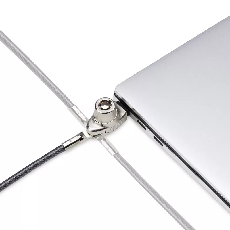 StarTech.com Slim Lock Noble Wedge® suderinama spyna, 1,5 m fiksavimo kabelis, apsauga nuo vagystės nešiojamam kompiuteriui, pjovimui atsparus plieninis kabelis, raktinė spyna