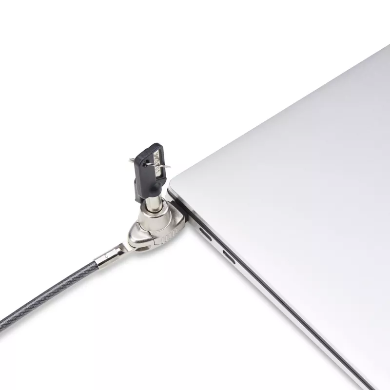 StarTech.com Slim Lock Noble Wedge® suderinama spyna, 1,5 m fiksavimo kabelis, apsauga nuo vagystės nešiojamam kompiuteriui, pjovimui atsparus plieninis kabelis, raktinė spyna