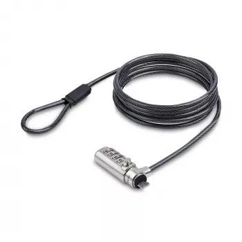 StarTech.com Slim Lock Nano Slot suderinama, 2 m fiksavimo kabelis, apsauga nuo vagystės nešiojamam kompiuteriui, pjovimui atsparus plieninis kabelis, 4 skaitmenų kodas