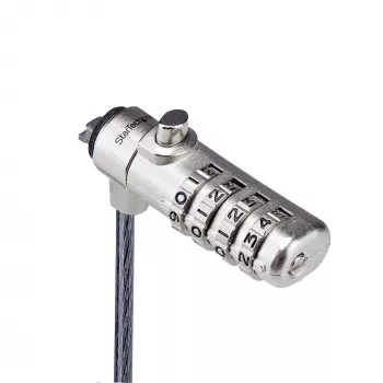 StarTech.com Slim Lock Nano Slot suderinama, 2 m fiksavimo kabelis, apsauga nuo vagystės nešiojamam kompiuteriui, pjovimui atsparus plieninis kabelis, 4 skaitmenų kodas