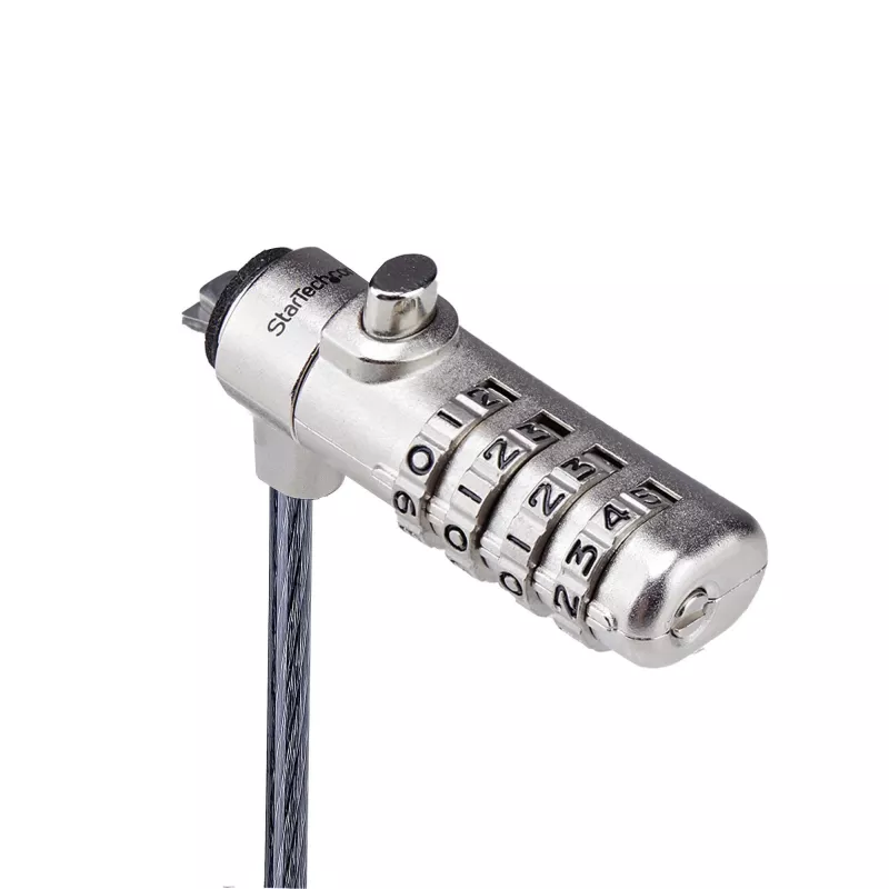 StarTech.com Slim Lock Nano Slot suderinama, 2 m fiksavimo kabelis, apsauga nuo vagystės nešiojamam kompiuteriui, pjovimui atsparus plieninis kabelis, 4 skaitmenų kodas