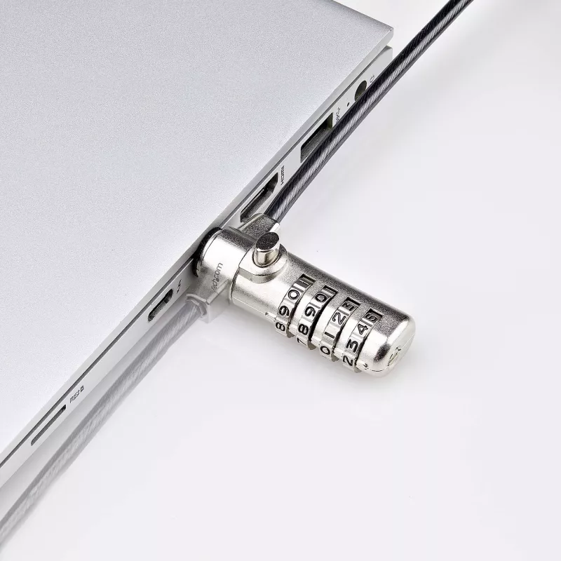 StarTech.com Slim Lock Nano Slot suderinama, 2 m fiksavimo kabelis, apsauga nuo vagystės nešiojamam kompiuteriui, pjovimui atsparus plieninis kabelis, 4 skaitmenų kodas