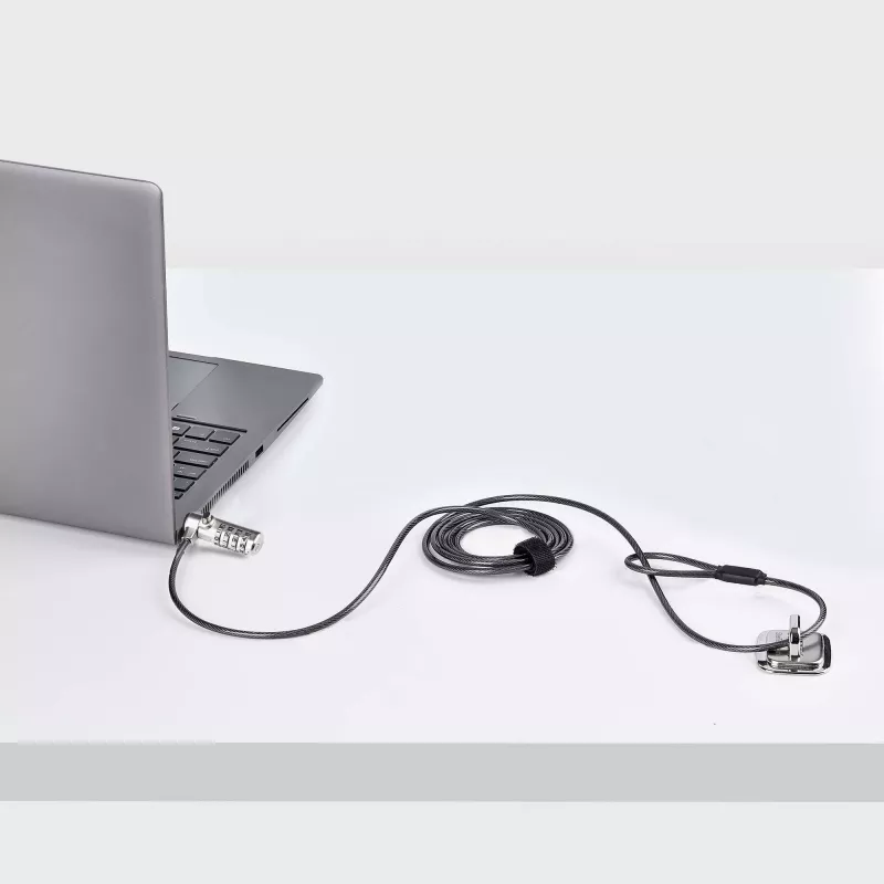 StarTech.com Slim Lock Nano Slot suderinama, 2 m fiksavimo kabelis, apsauga nuo vagystės nešiojamam kompiuteriui, pjovimui atsparus plieninis kabelis, 4 skaitmenų kodas