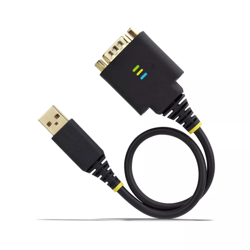 StarTech.com 1 pėdos (30 cm) USB į RS232 nuoseklųjį adapterio kabelis su COM išlaikymu ir keičiamomis veržlėmis/varžtais, USB-A į DB9, FTDI mikroschema, ESD apsauga, Windows/macOS/Linux