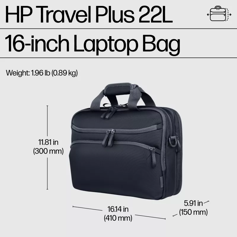 Dėklas nešiojamam kompiuteriui HP Travel Plus 22L 16 colių Portfelis Vienspalvis