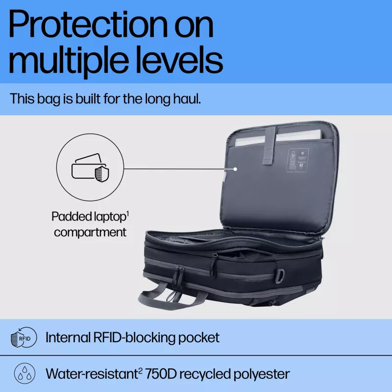 Dėklas nešiojamam kompiuteriui HP Travel Plus 22L 16 colių Portfelis Vienspalvis