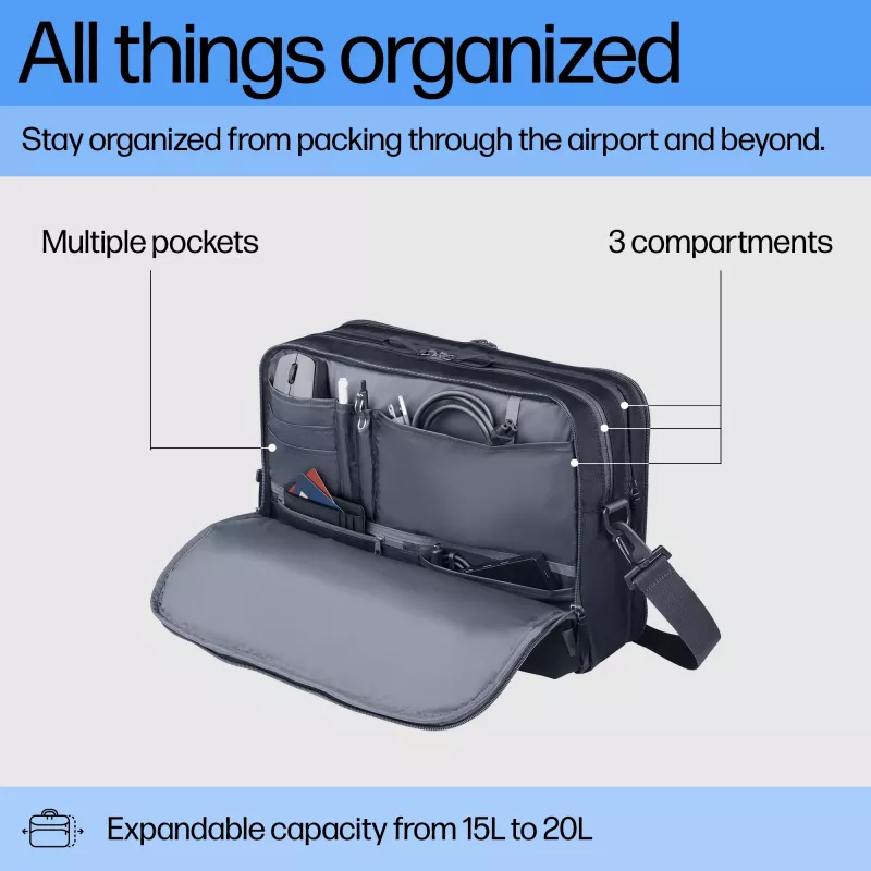 HP Travel Plus 15L portfelis nešiojamam kompiuteriui 14 colių, 820 g, vienspalvis