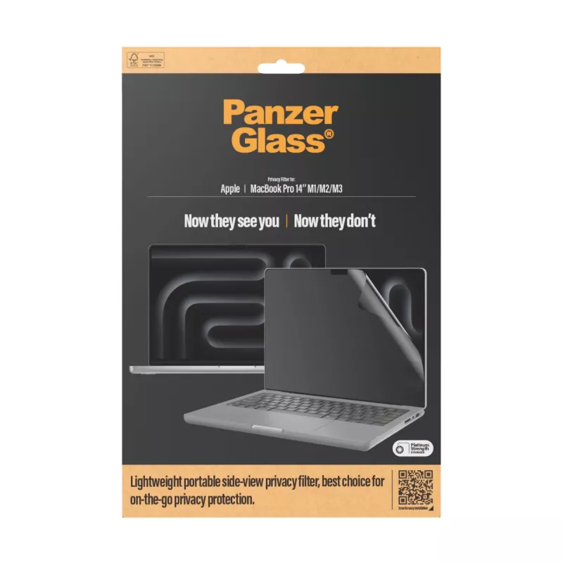PanzerGlass DualPrivacy ekrano apsauga su CamSlider™ MacBook Pro 14 inch M1 M2 M3 M4