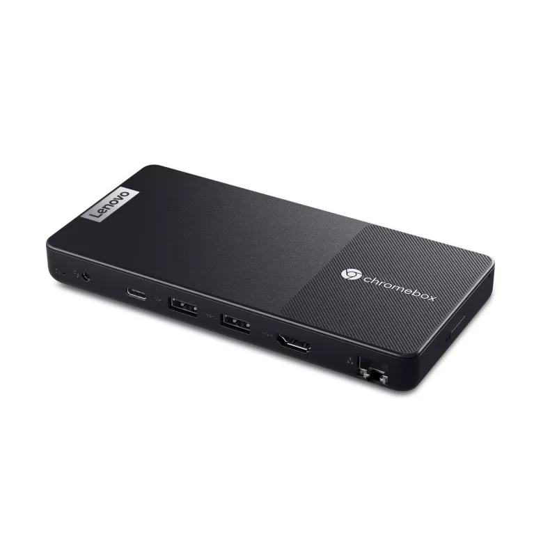 Mini kompiuteris Lenovo Chromebox Micro — Intel Celeron N4500, 1,1–2,8 GHz, 8 GB LPDDR4x, 32 GB eMMC, ChromeOS, Juoda