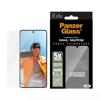 PanzerGlass® Keraminis ekrano apsauginis stikliukas Samsung S25 Edge | Ultra-Wide Fit su EasyAligner