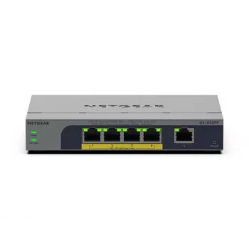 NETGEAR GS105EPP 5 prievadų nevaldomas Gigabit Ethernet (10/100/1000) PoE komutatorius stalas/siena pilka
