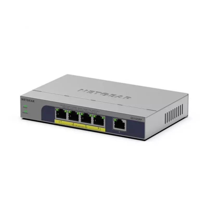 NETGEAR GS105PP nevaldomas Gigabit Ethernet (10/100/1000) Power over Ethernet (PoE) komutatorius, darbalaukio/sieninio montavimo, pilka