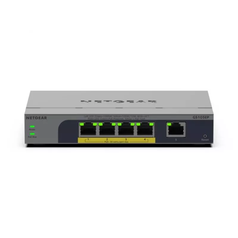 NETGEAR GS105EP Nevaldomas Gigabit Ethernet (10/100/1000) maitinimas per Ethernet (PoE) pilka
