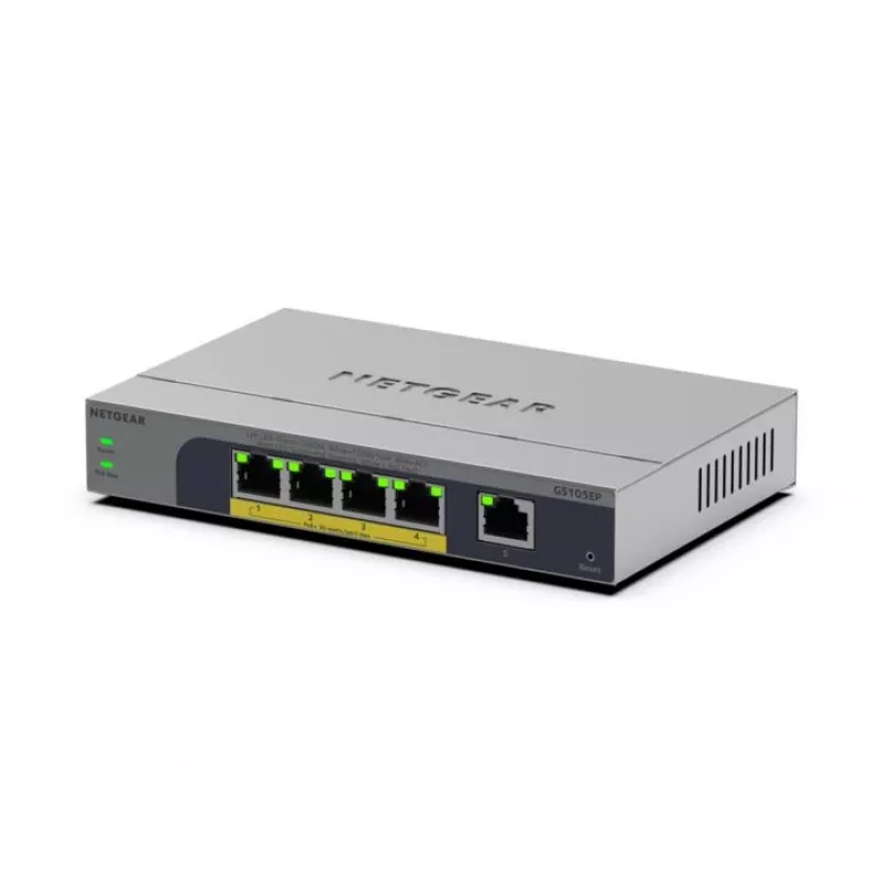 NETGEAR GS105EP Nevaldomas Gigabit Ethernet (10/100/1000) maitinimas per Ethernet (PoE) pilka