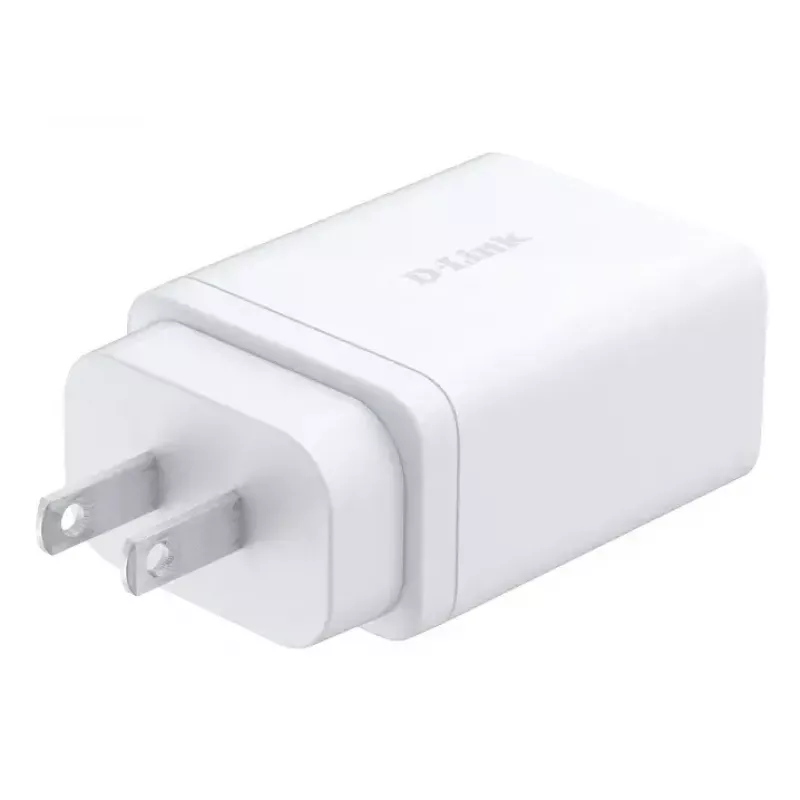 AC įkroviklis D-Link DCP-651 — 65 W GaN, 2x USB‑C, universali, 90–264 V, baltas