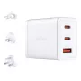 AC įkroviklis D-Link DCP-651 — 65 W GaN, 2x USB‑C, universali, 90–264 V, baltas
