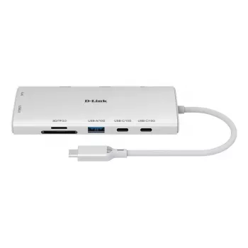 D-Link 10-in-1 USB-C Hub DUP-A01 — USB 3.2 Gen 1 Type-C šeimininko sąsaja, Gigabit Ethernet, SD/MicroSD, HDMI iki 3860x2160@60Hz