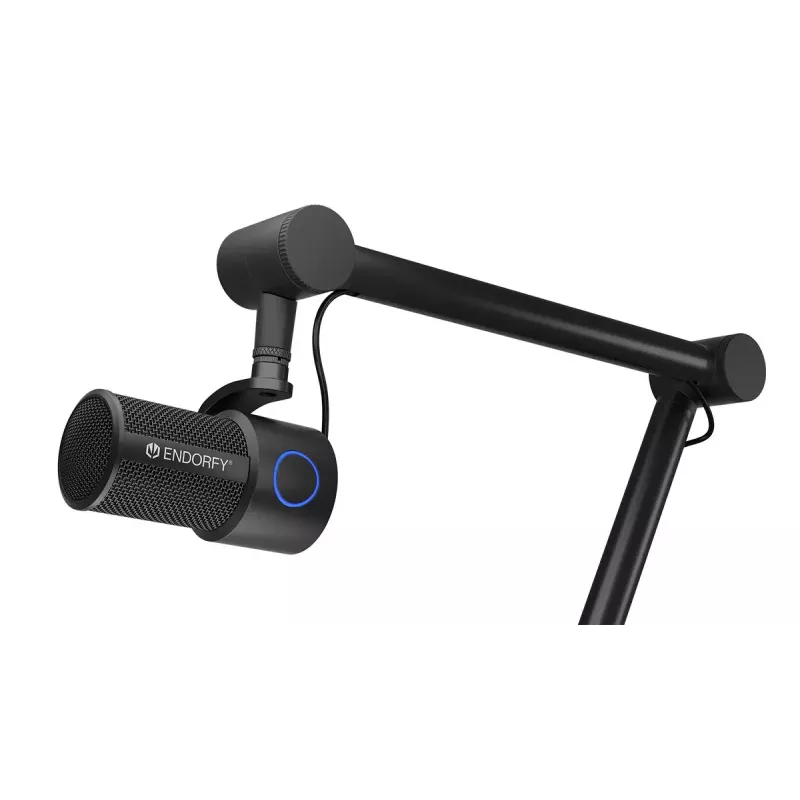 Stalinis mikrofonas ENDORFY Solum Studio – USB laidinis, 24 bitai / 96 kHz, 20–20000 Hz, reguliuojamas stovo laikiklis, lietiminiai valdikliai, ausinių išėjimas, juodas