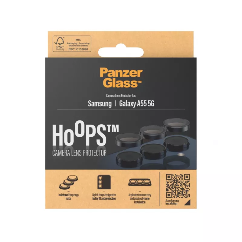 PanzerGlass Hoops® kameros lęšio apsauga, juoda, Samsung Galaxy A55 5G
