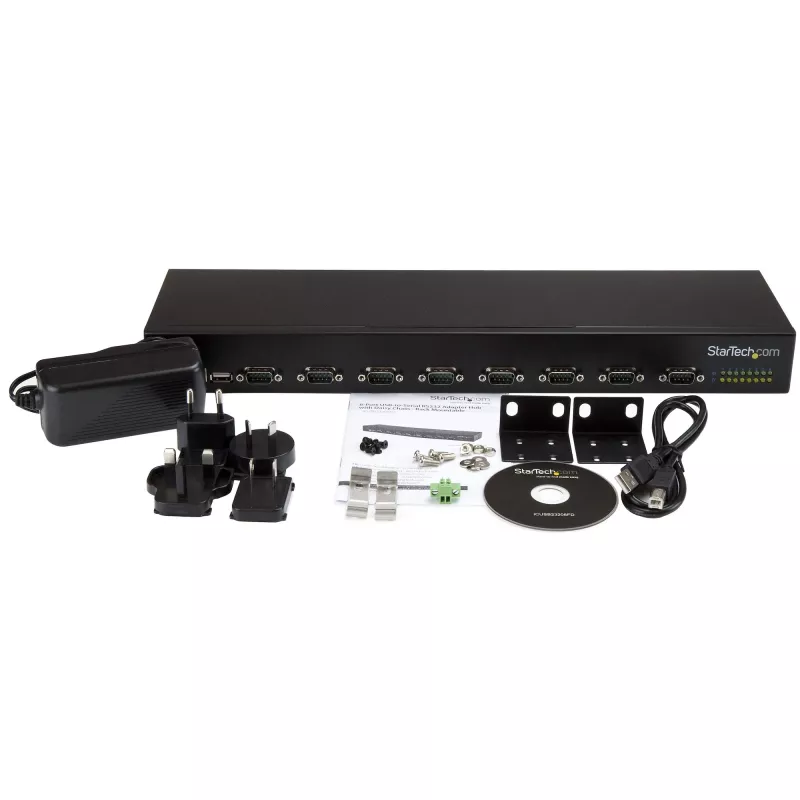 StarTech.com 8 prievadų USB į RS232 adapterio stotelė, USB 2.0, juoda, aliuminis, 36 W, 100-240 V