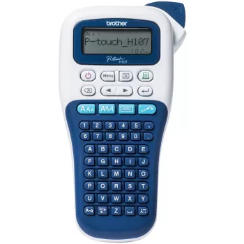 Etikečių spausdintuvas Brother PT-H107B – terminis perkėlimas, 180×180 DPI, 20 mm/s, TZe juostos 3,5/6/9/12 mm, LCD, AAA baterija