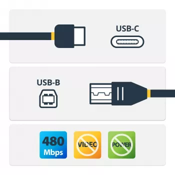 StarTech.com USB-C į USB-B spausdintuvo laidas - M/M - 0,5 m - USB 2.0