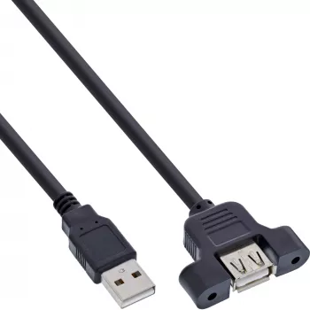 InLine USB 2.0 adapterio laidas, A tipo kištukas / A tipo lizdas, 0,6 m, juodas