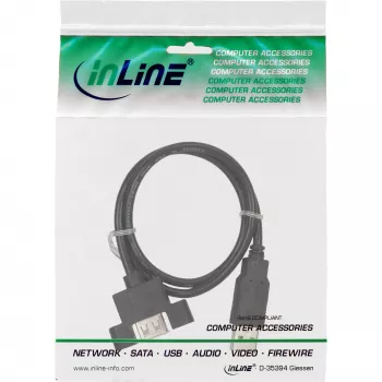 InLine USB 2.0 adapterio laidas, A tipo kištukas / A tipo lizdas, 0,6 m, juodas