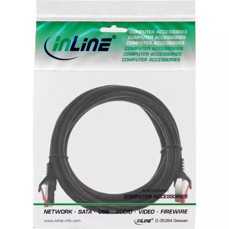 InLine Patch Cable S/FTP PiMF Cat.6 250 MHz PVC varis juodas 1 m