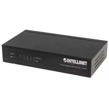 Intellinet 5 prievadų Gigabit Ethernet PoE+ jungiklis, 4 PSE prievadai, IEEE 802.3at/af, 60 W, stalinis