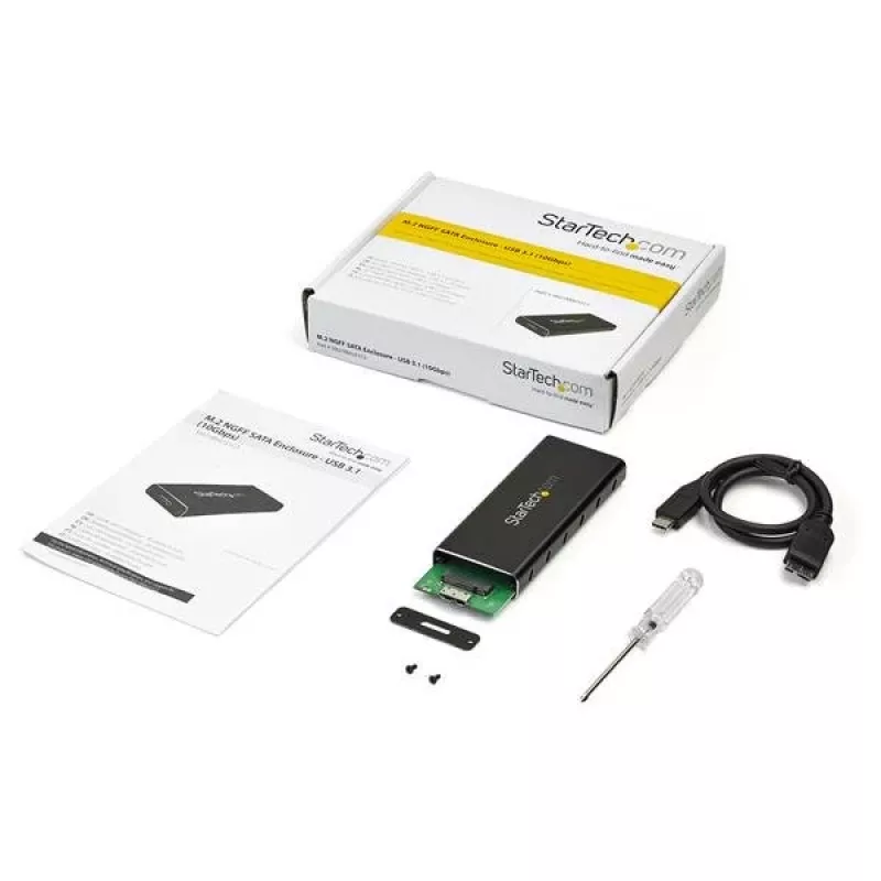StarTech.com SM21BMU31C3 M.2 SATA SSD išorinis korpusas su USB 3.1 (10Gbps) ir USB-C laidu