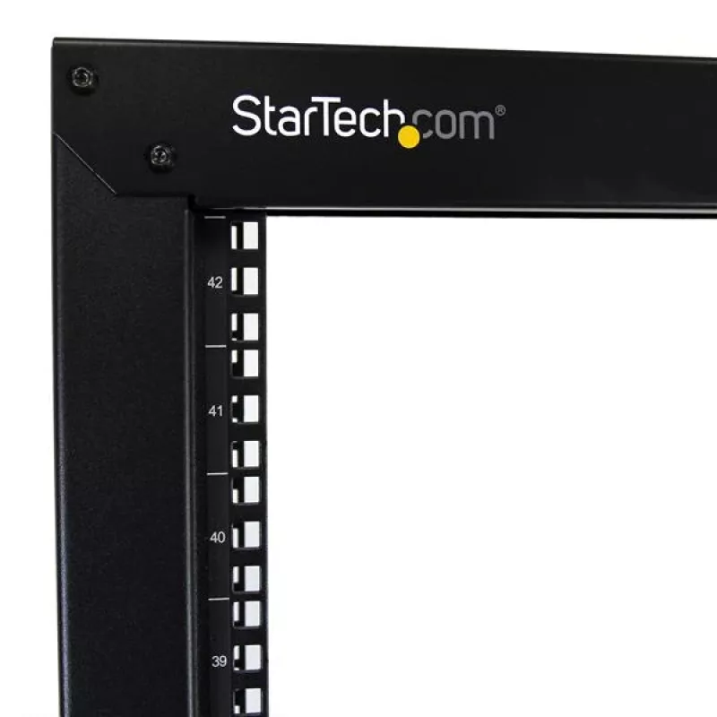 StarTech.com 2-Post 42U mobilus atviro rėmo serverio stovas, dviejų stulpų 19 colių tinklo stovas su ratukais, riedantis atviras stovas AV/duomenų/medijos/IT įrangai, kompiuterių stovas namų/biuro erdvėms – ratukai įtraukti