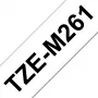 Brother TZe-M261 juosta etiketėms, 36 mm x 8 m, juoda ant baltos, matinė laminuota