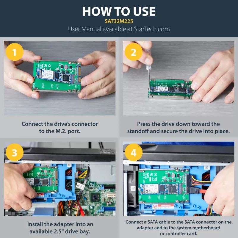 StarTech.com M.2 SATA SSD į 2,5 colio SATA adapteris - M.2 NGFF į SATA keitiklis - 7 mm - atviro rėmo laikiklis