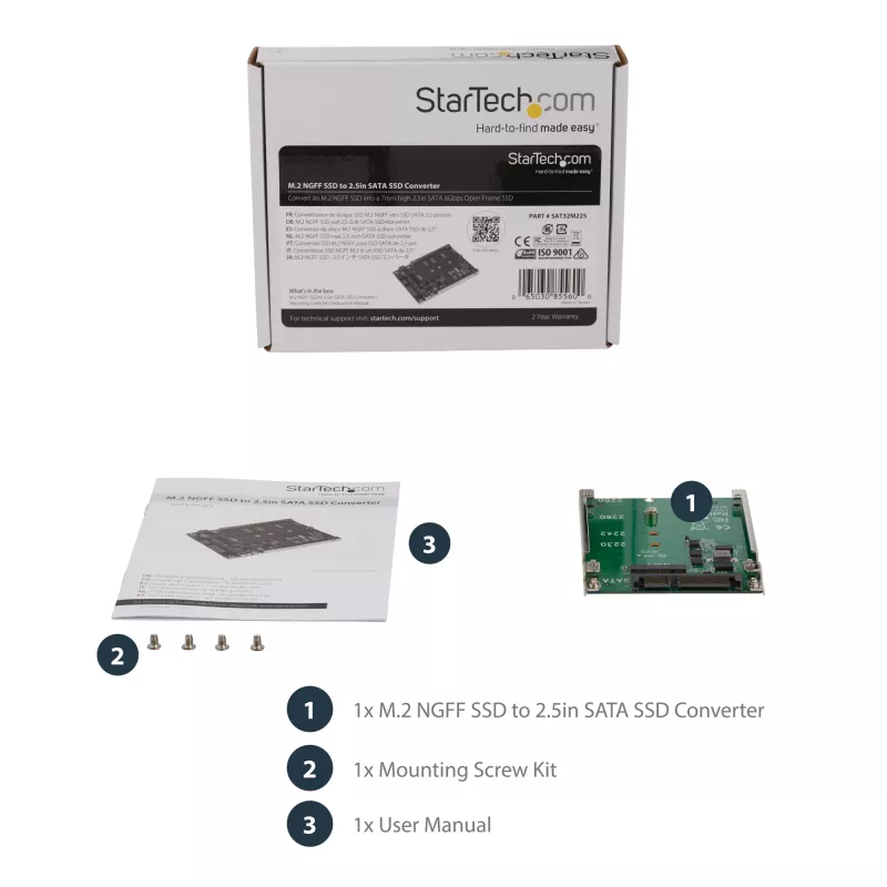 StarTech.com M.2 SATA SSD į 2,5 colio SATA adapteris - M.2 NGFF į SATA keitiklis - 7 mm - atviro rėmo laikiklis