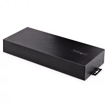 StarTech.com 16 pramoninis USB 3.0 mazgas 5Gbps, metalinis, DIN/paviršiaus/stovo montavimas, ESD apsauga, gnybtų bloko maitinimas, iki 120W bendras USB įkrovimas, dviejų pagrindinių kompiuterių mazgas/jungiklis