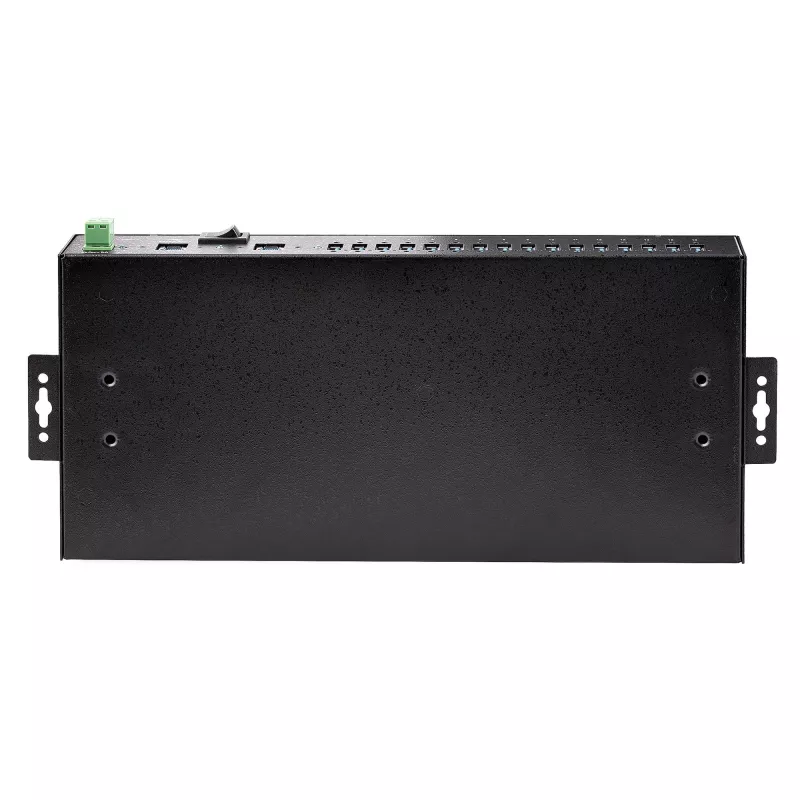 StarTech.com 16 pramoninis USB 3.0 mazgas 5Gbps, metalinis, DIN/paviršiaus/stovo montavimas, ESD apsauga, gnybtų bloko maitinimas, iki 120W bendras USB įkrovimas, dviejų pagrindinių kompiuterių mazgas/jungiklis