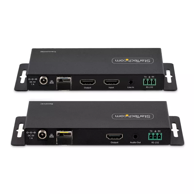 StarTech.com 4K HDMI per šviesolaidį prailgintuvas, 4K 60Hz iki 3300 pėdų/1 km (vienmodis) arba 1000 pėdų/300 m (daugiamodis) LC šviesolaidis, HDR, HDCP, 3.5 mm garsas/RS232/IR prailgintuvas, siųstuvas ir imtuvas