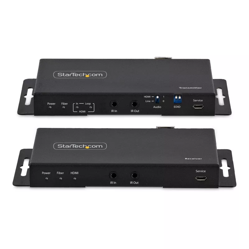 StarTech.com 4K HDMI per šviesolaidį prailgintuvas, 4K 60Hz iki 3300 pėdų/1 km (vienmodis) arba 1000 pėdų/300 m (daugiamodis) LC šviesolaidis, HDR, HDCP, 3.5 mm garsas/RS232/IR prailgintuvas, siųstuvas ir imtuvas