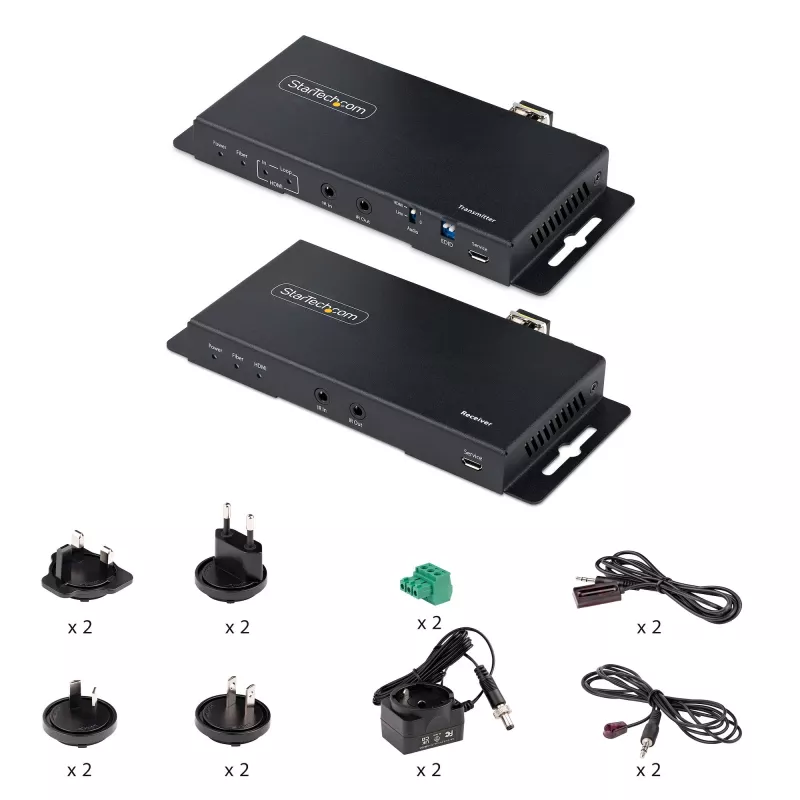 StarTech.com 4K HDMI per šviesolaidį prailgintuvas, 4K 60Hz iki 3300 pėdų/1 km (vienmodis) arba 1000 pėdų/300 m (daugiamodis) LC šviesolaidis, HDR, HDCP, 3.5 mm garsas/RS232/IR prailgintuvas, siųstuvas ir imtuvas