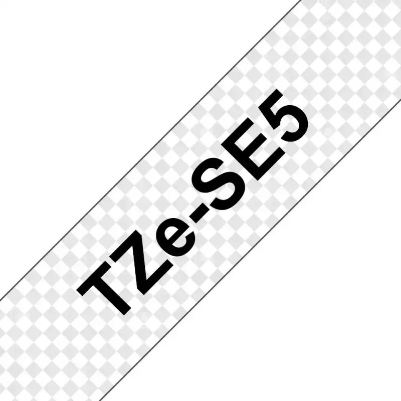 Juostelė etiketėms Brother TZE-SE5 — 24 mm x 8 m, juoda ant baltos